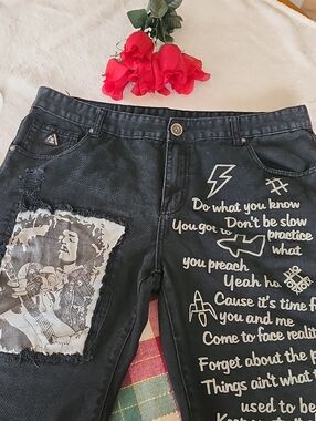 DNM Collection Original Jimi Hendrix Black Jean Shorts Mens Waist Measures 38